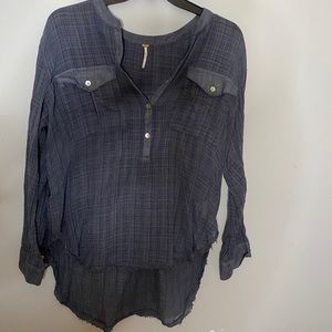 Free People light blue gray blouse. Barely worn.